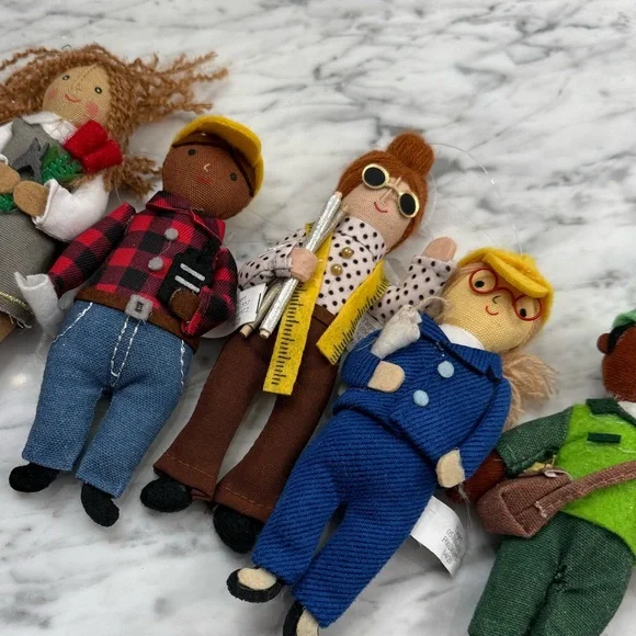 NWT Handcrafted Felt Doll Ornament Set - Career Workers Construction Florist - Picture 2 of 4